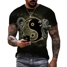 Camisetas masculinas 2024 tai chi oito diagramas homens gráficos tendência de moda personalidade 3d round round colle