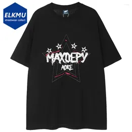 Męskie koszulki Mężczyzny Y2K 11K T-shirty Broken Star splicing Harajuku Hip Hop Streetwear Tshirts Fashion Casual Loose Botton Shirt Tee
