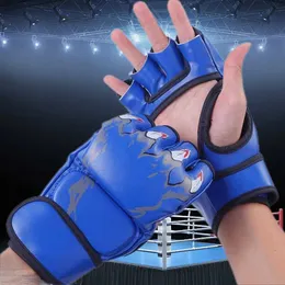 Skyddsutrustning Boxning Training Half Finger Gloves Professional UFC MMA Leather Pads Adult Sanda Boxing Training Sandbag Knuckles 240424