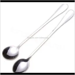 Барная столовая стальная столовая сад Stainless Long Hande Spoon Latte Ice Soda Sundae Tail Scoop Kitchen Home Coffee Spoons Drop D S