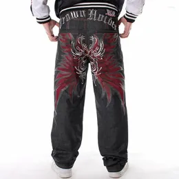 Erkekler kot moda nakış baskısı büllü erkek renkli çizim baskılı büyük boy erkek jean pantolon hip hop pantalon homme