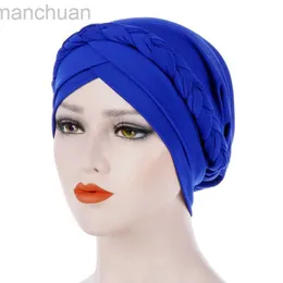 Hijabs KepaHoo Bohemia Style Women Turban Hat Braid Knot Lady Head Scarf Hijab Muslim Inner Hijab for Women Hair Accessories Hair Loss d240425