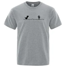 メンズTシャツ印刷された恐竜サボテン面白いトップス夏のコットンTシャツ