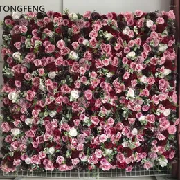 Decorative Flowers TONGFENG PINK 24pcs/lot Flower Runner Wedding Decoration Artificial Silk Rose Peony 3D Wall Backdrop