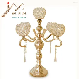 Kerzenhalter 55 cm Höhe 5-Arms Metall Gold/ Silber Candelabras mit Kristallanhängern Hochzeitshalter Event Kernstück 10 Stcs/ Los