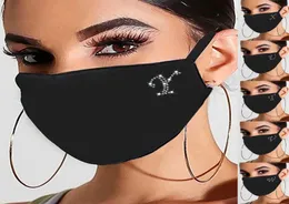 Yetişkin Kadınlar Bling Mektup Maskesi Yüz Kapağı Yıkanabilir Pamuk Kumaş Maskeler Takı Mücevher Tasarımcı Yüz Masası Dekorasyonu5284079