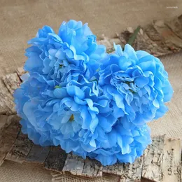 Flores decorativas FAUX 5 Cabeças Peony Artificial Flower Bouquet Silk Home Decoration Acessórios de casamento Party Garden Party Party