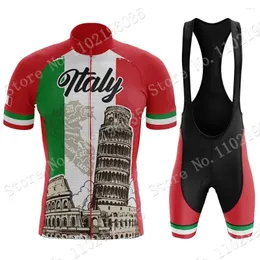 Set da corsa Italia National Team 2024 Cicling Jersey Set Italia Clothing Man Road Bike Shirts Suit Bicycle Bib Shorts Mtb Ropa