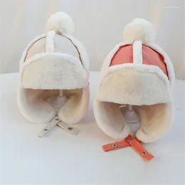 Berets Winter Kinder Baby Bomber Hut Koreanische Modekappe verdickte warme Plüsch -Ohrschutz Outdoor Kinder Lei Feng Hatt