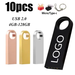 Sürücüler 10 adet ücretsiz özel USB flash sürücü 4GB 8GB 2.0 Yüksek Hızlı Kalem Sürücü 16GB 32GB 64GB 128GB Pendrive Metal USB STEAF