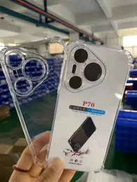 Casos de TPU macios à prova de choque de 1,5 mm para huawei pura 70 pro+ 2024 honra desfrute de 50 5g anti -fall airbag de quatro cantos de cristal de cristal transparente na capa traseira