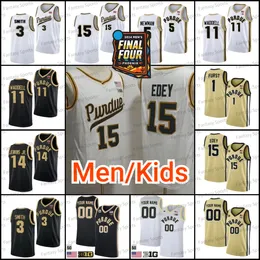 2024 Final Four Patch 15 Zach Edey Purdue Boilermakers Basketball Jerseys 4 Trey Kaufman-Renn Loyer Morton Berg Barrett Heide Furst White Black Yellow Myles Colvin