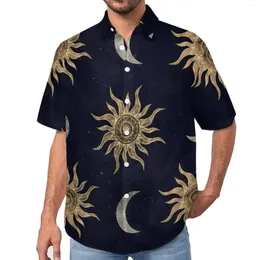 Camicie casual maschile 3D floreale camicia hawaiana manica corta resort streetwear plus size fun moon stelle uniche carino spagnolo spagnolo