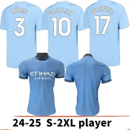 24 25 Haaland Soccer Jerseys Grealish Man City Sterling City Cities Fans Mahrez Версия De Bruyne Foden 2024 2025 Футбольные рубашки Установки летняя спортивная одежда