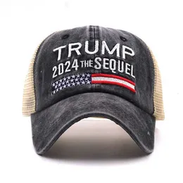 Szerokie brzeg kapelusze wiadra czapki gorąca brama Trump 2024 Prezydenci USA Kapelusz sprawia, że ​​Ameryka znów wielka Donald Trump Republikan Maga Hafted Mesh Hat 240424