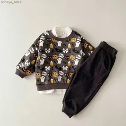 Kleidungsstücke neue Halloween Ghost Kürbislaterne Druck langärmer Pullover+Cordhosen Baby Jungen Kleidung Mädchen Herbst Baby Wäschel2404