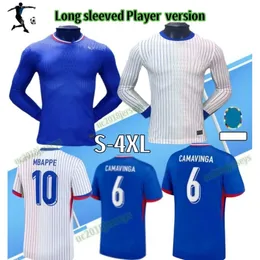 الأكمام الطويلة 24 25 ماب من Kante Benzema Soccer Jerseys 2024 Euro Cup Player النسخة Griezmann Giroud Maillot de Foot Men Shirt Varane Dembele
