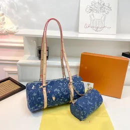 Designer Bag Papillon Denim Baguette Combo Bag Pudowcase Fashion Axel Väska med liten underarm Bag Crossbody Package Tote Bag M9913