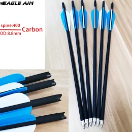 Arrow 12PCS 16 17 18 20 22 Inches Archery Carbon Arrows 400 With Bule White Feathers Crossbows Bolts For Outdoor Hunting