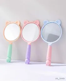 Mirrors Cute Cat Ear Hand Mirror Korean Makeup Portable Handheld Mirror Hd Small Mirror With Handle Makeup Tools Women Girls Gifts