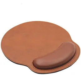 Mice Brown Leather Mouse Pad with Wrist Rest Support NonSlip Base Durable Ergonomic Gaming Mousepad for Office Man Woman Computer