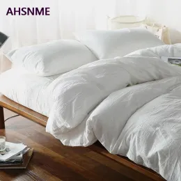 Set ahsnme 100% in cotone Linenna super morbida coperta da letto Cover Summer White White Copertura Set di biancheria da letto trapunta