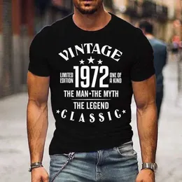 Herr t-shirts vintage 1972 The Man Myth Legend Mens t shirt utomhus sport topp kvinnor casual o-hals kort ärm snabba torra tees t240425