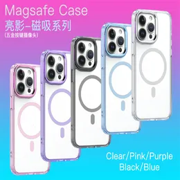 2014 Case di telefono trasparente calda trasparente per iPhone 15 14 Pro Max 13 12 11 Pro Max XR XS 7 8 Plus Magnetic Wireless Copertura Wireless Cover Acrilico non giallo