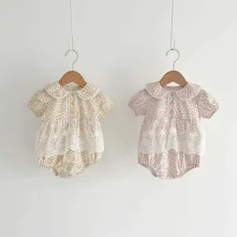 Rompers Summer Floral Lace Baby Bodysuit Lovely Pinky One Piece Girl Cased Assumenti H240425