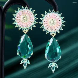 Dangle Ohrringe Soramoore Original Luxus Wunderschöner großer Tropfen für Frauen feine Brauthochzeitsfeier Top glänzender Schmuck Hochqualität