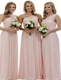 Pink Chiffon Long Bridesmaid Dresses 2017 New One One -Counter Plats الطابق الطابق