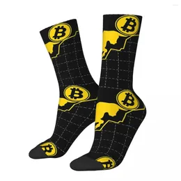 Herrstrumpor Cryptocurrency Art Bull and the Symbol Crypto Currency Men Women Cykle Novelty Spring Autumn Winter Stockings