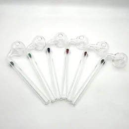 Pyrex glass oil burner pipe smoking accessories 14cm 90° LOGO color transparent big tube nail tips bong LL