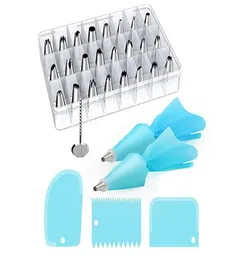 Kit de ferramentas de suprimentos para decoração de bolo kit de aço inoxidável panking goroding saco de silicone saco de gelo de picada smoothing unhas de flores reutilizáveis coup1245595