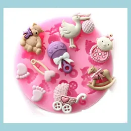 Baby Mods قوالب ثلاثية الحصان Bear Bear Cake Mould Turn Sugar Cupcake Jelly Candy Chocolate Decoration 7.8x7.8x1cm Bdesybag DHB78