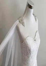 Brudslöjor Shawl Veil dekorerade med strass på axlarna White Ivory och Champagne Wedding Accessories 280 cm bred x3576228