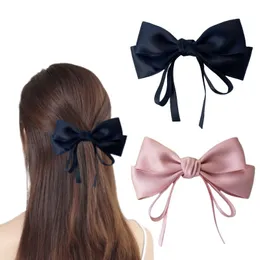 13.5CM Satin Bows girls hair cilp kids pure color ribbon Bows princess hairpins Favorite children's day party accessories Z7890