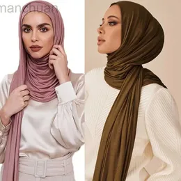 Hijabs jtvovo 2021 Nuove donne musulmane a colori solidi Jersey hijab traspirato traspirato in cotone avvolgimento della testa di cotone sciarpa velo turbante islamico velo d240425