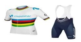 2019 Movistar Cycling Jersey MAILLOT CICLISMO Kurzhülse und Cycling Bib Shorts Cycling Kits Gurt Bicicletas O191217016382876