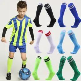 Meias de futebol de futebol infantil de futebol meias de futebol de alta qualidade até o joelho de até algodão e beisebol correndo esporte menina menina crianças