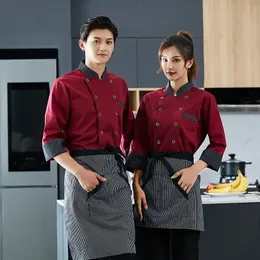 Chef Overalls LongSleeved Cake Shop Baker El Catering Kitchen Back Cook Männliche und weibliche Kochuniformen 240412