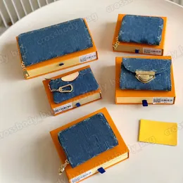 Designer kvinnor denim plånbok kort plånbok kvinna handväska kort hållare damer handväska kontrollerad blomma lyx nyckel ring kredit mynt purses mini plånböcker