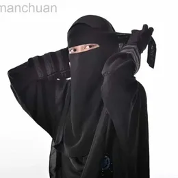 Hijabs 2024 Nuovo strato Chiffon Hijab Scarf Muslim Face Cover Niqab Cappello tirare la sciarpa islamica Letch Women Headwrap D240425