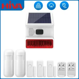 Accessories HIVA Waterproof Alarm System Wireless Radio Frequency 433MHz Outdoor Solar Strobe Light Alarm With Door Sensor Infrared Sensor