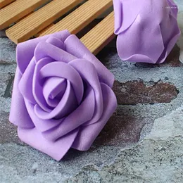 Декоративные цветы 100 шт -симуляция PE Rose Head 6 см. Фоловый цветочный свадьба с фальшивым материалом для букета на День святого Валентина