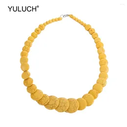 Anhänger Yuluch 2024 Ethnisch afrikanische böhmische Steinkette Halskette Set gelb rosa Chocker Collier Femme Kragen Mode Schmuck für Party