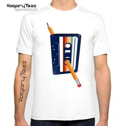 メンズTシャツ迷走者2022カセットテープペンシルTシャツ夏夏新短いTシャツ男性ホワイトカジュアルTシャツユニセックスストリートウェアウェア2404