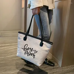 ショッピングバッグボーイママ面白い印刷されたトートバッグワークマザーデーの女性ハンドバッグビーチレディースパスドロップ