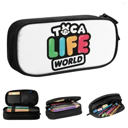 Toca Life World Game Boca Lápis Casos de caneta Bag menino menino Big Capacidade Escritório Cosmético Lápisoses