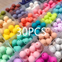 30pcs Siyah Silikon Boncuklar 12mm Yuvarlak Teether BPA Ücretsiz Hemşirelik Kolyesi Bebek Erkek Kız Kızlar Diyiş Diy Takı Hediye Zz